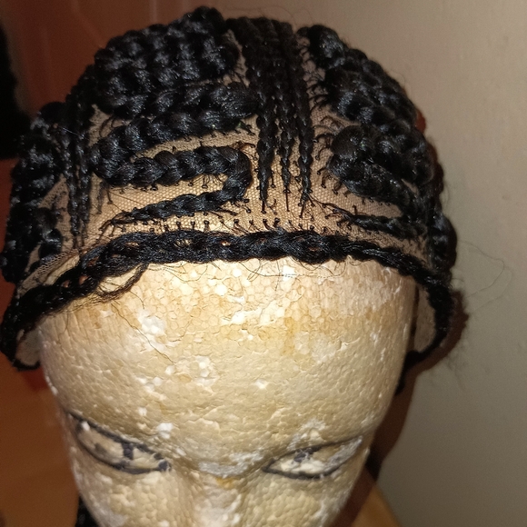 Handmade Black Long Braided Wig with Beads - Picture 4 of 11